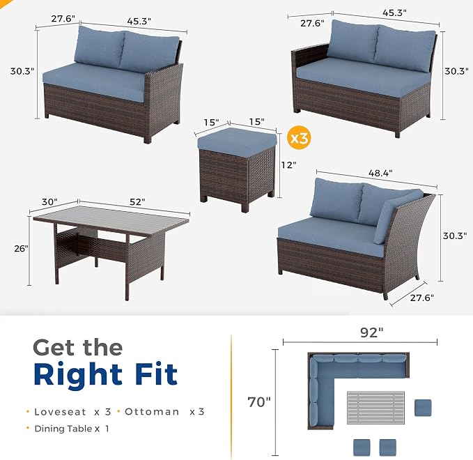 Wisteria Lane 7 Piece Patio Furniture Set, High Curved Back Wicker Patio - Image 7