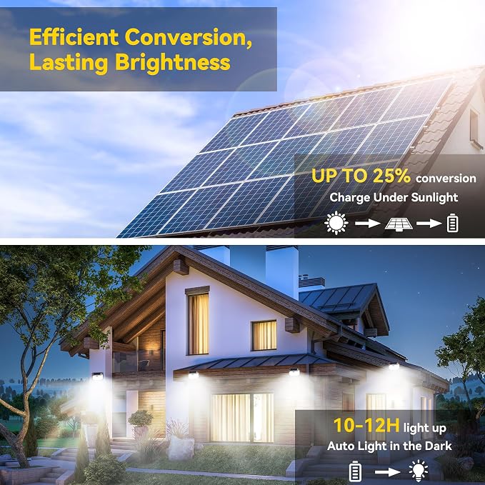 TECKNET Super Bright Solar Lights Outdoor 3 Pack, 2×231 LED and 1×416 LED - Image 5