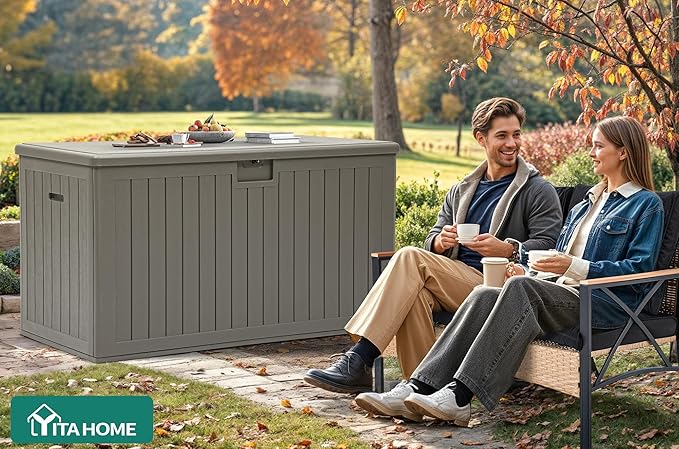 YITAHOME 220 Gallon Extra Large Deck Box, Double-Wall Resin Outdoor Storage Box - Image 8