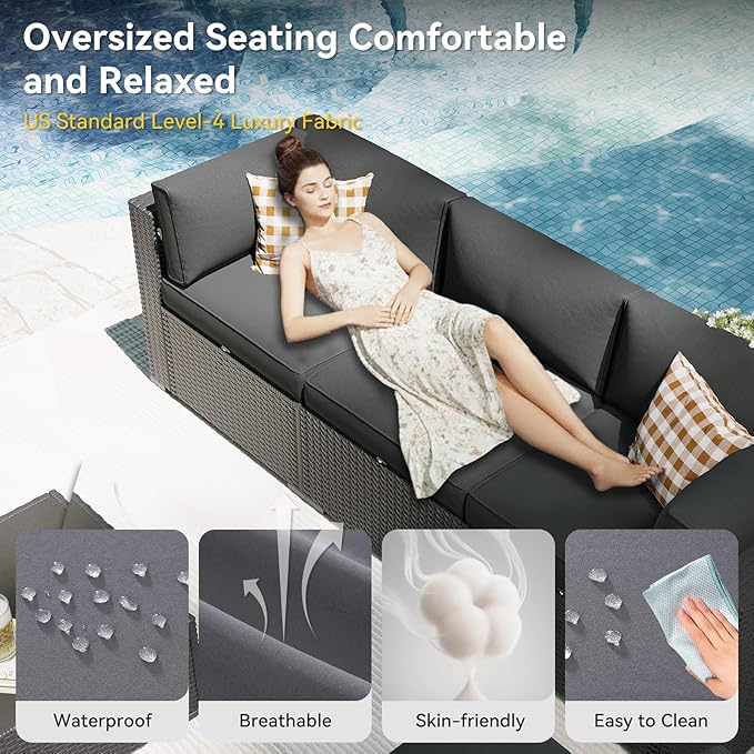 Aoxun Patio Furniture Set, 7 Piece Outdoor Sectional Sofas - Image 3
