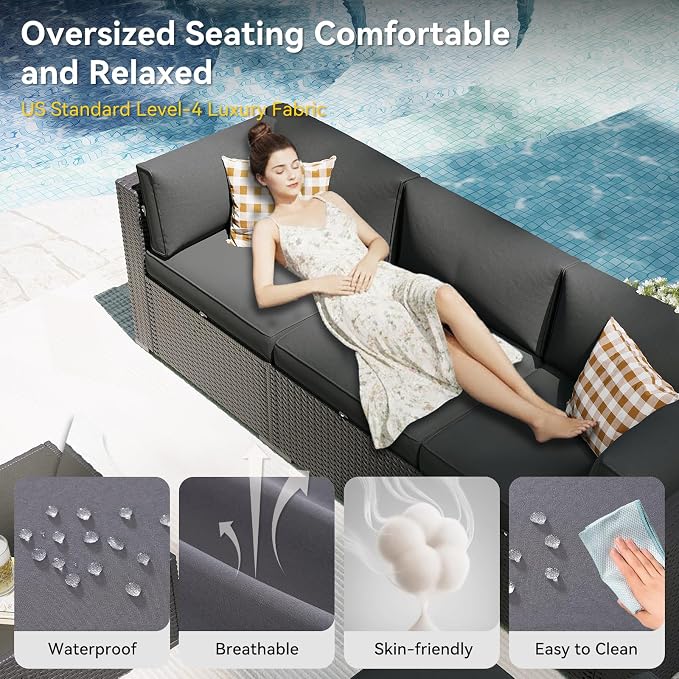 Aoxun Patio Furniture Set, 11 Piece Outdoor Sectional Sofas - Image 3
