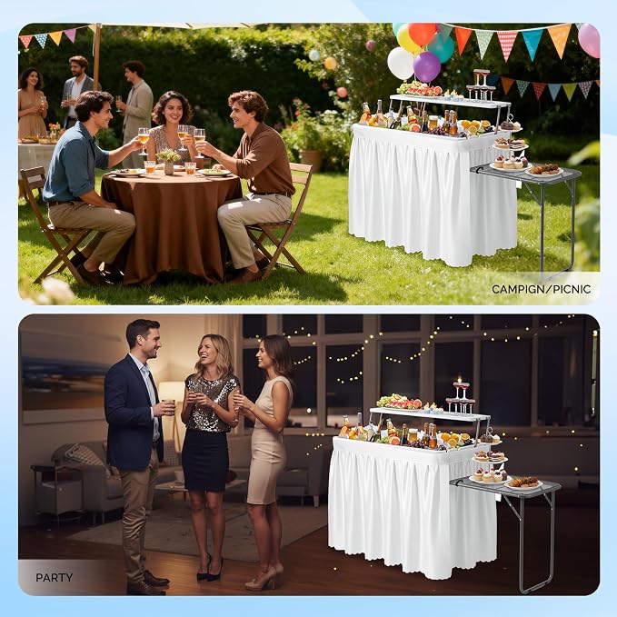 VINGLI Ice Table with Extra Storage Shelf, Side Table, Portasble Cooler Side - Image 6