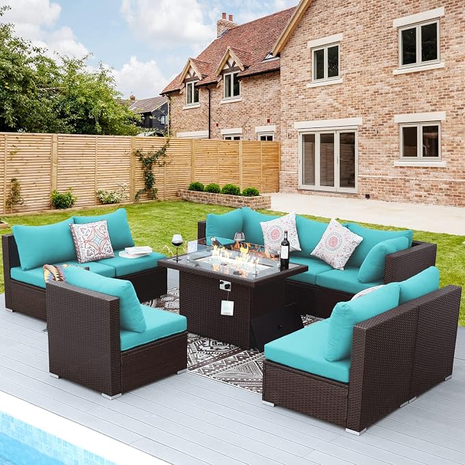 NICESOUL 9 Piece Patio Sectional Set by NICESOUL