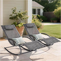 Outdoor Lounge Chairs with Removable Pillow, Pool Chaise Lounge Chairs Set of 2 by MansionHome