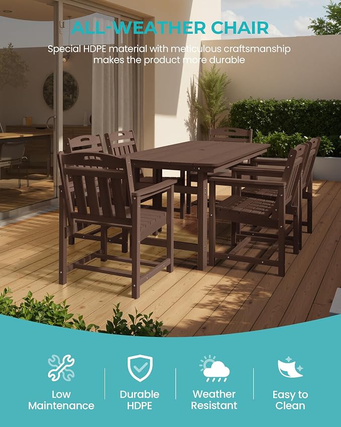 Outdoor Rectangle Dining Table, Heavy-Duty HDPE Table - Image 4