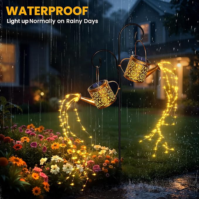 X-PREK Solar Garden Lights Outdoor Decoration, Metal Solar Watering Can Lights - Image 3