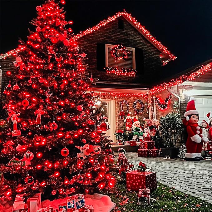 JMEXSUSS Red Valentines Day Decor Lights Clear Wire, 66ft 200 LED Red Christmas - Image 6
