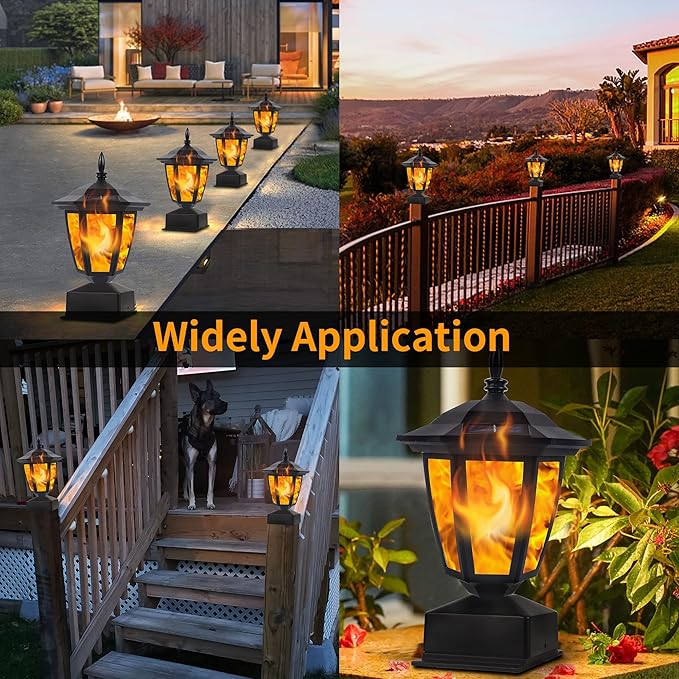 Dynaming Solar Flame Post Lights Outdoor, Solar Powered Lamps Fence Post Cap - Image 5