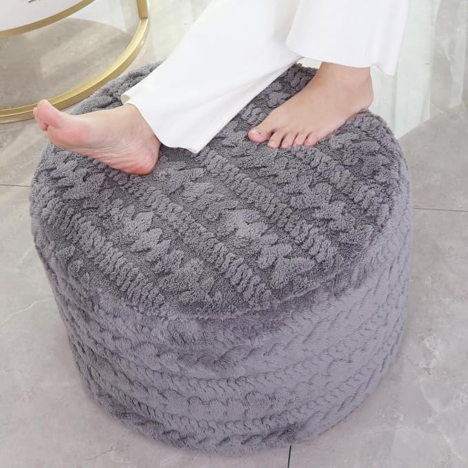 Asuprui Round Footstool Ottoman, 20x14 Inches Multi-Functional Modern Foot Stool by Asuprui