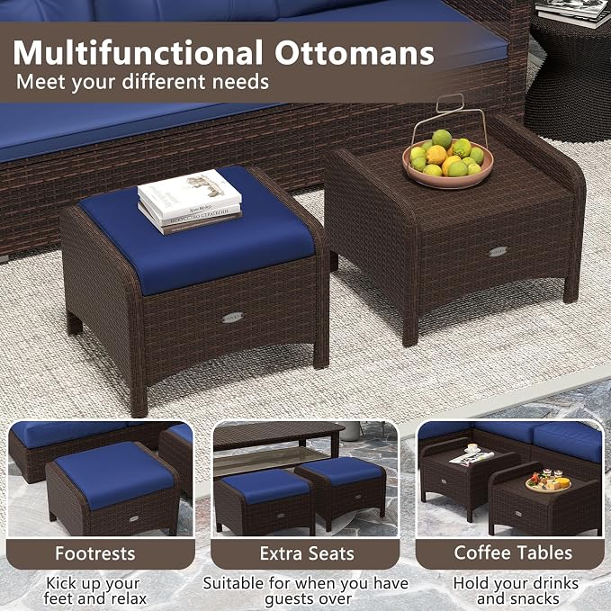 RELAX4LIFE Wicker Outdoor Ottomans - Image 4