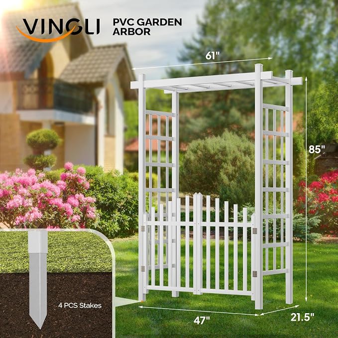 VINGLI Garden Arbor, Vinyl Wedding Arch - Image 2