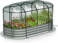 Raised Garden Bed with Self-Watering System, Oval Galvanized Raised Beds by Lineware