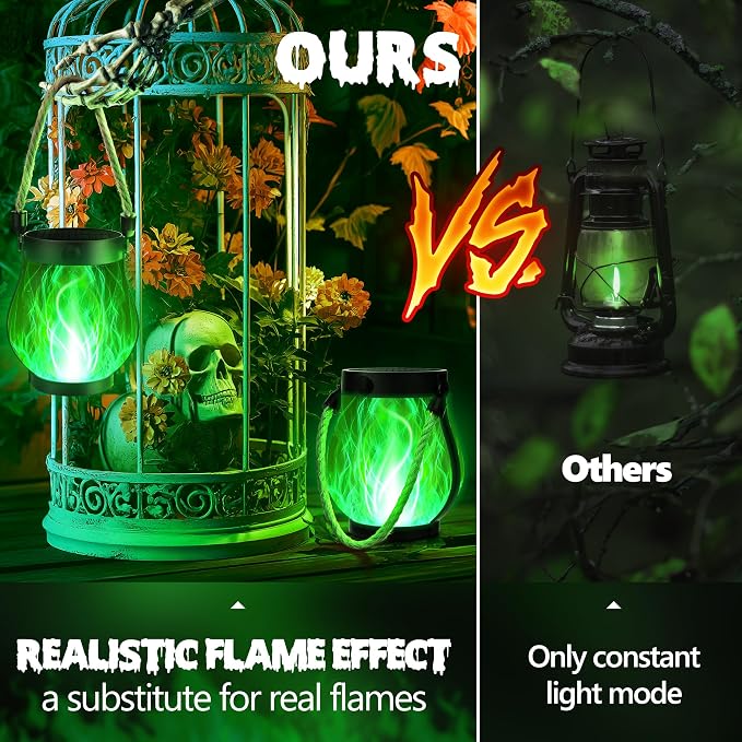iBaycon 1 Pack Solar Lanterns Lights, Halloween Flickering Flame Garden Lights - Image 5