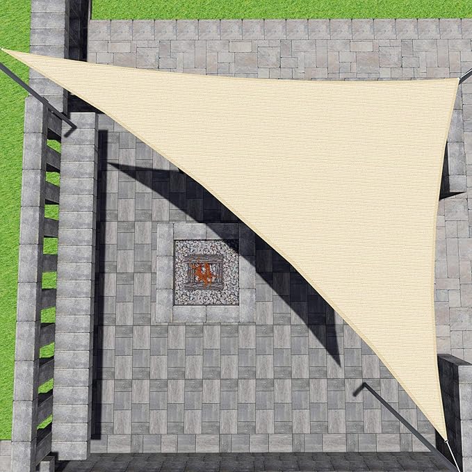 Patio Paradise 8' x 8' x 11.3' Beige Sun Shade Sail Triangle Right Canopy Shade by Patio