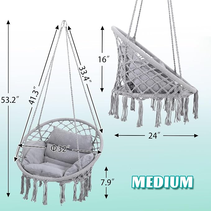 Macrame Hammock Hanging Swinging Chair - Image 5