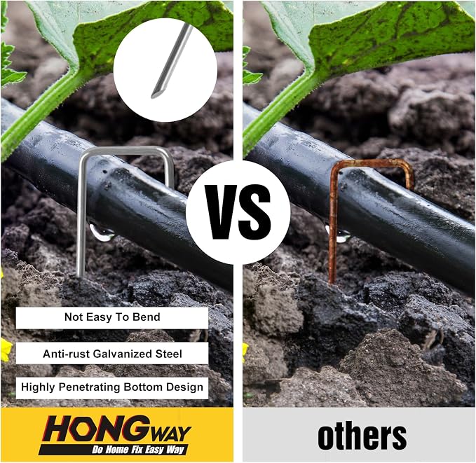 HongWay 240 Pack 6 Inch Landscape Staples, Garden Stakes Galvanized Tent Stakes - Image 5