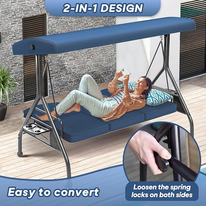 3 Seat Outdoor Porch Patio Swing - Image 5