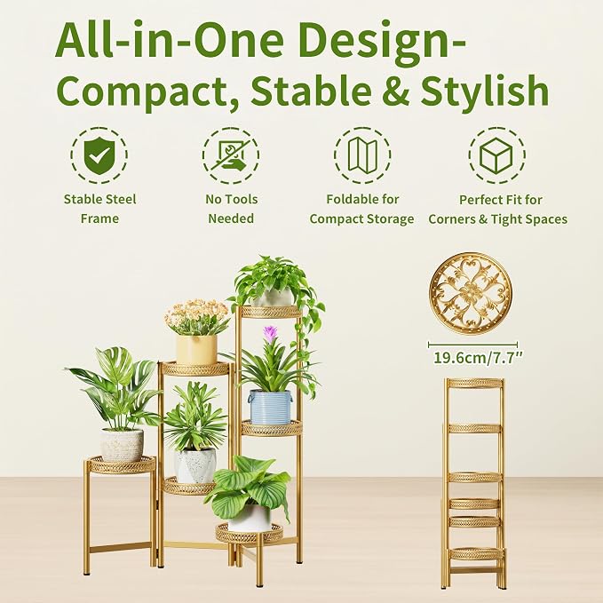 6 Tiered Plant Stand Indoor for Multiple Large Planter, Tall Heavy Duty - Image 5