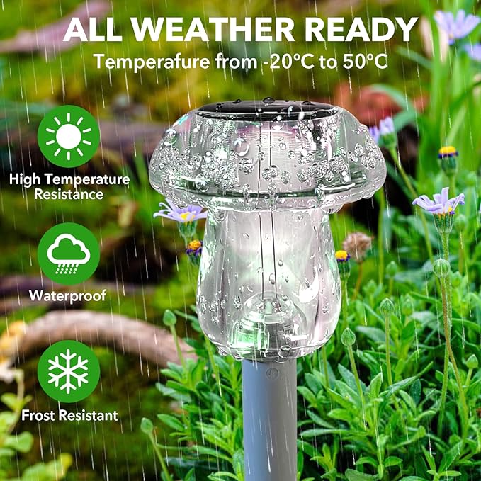 Solar Lights Outdoor, 8 Pack Mushroom Lights Outside Waterproof, Solar Powered - Image 5