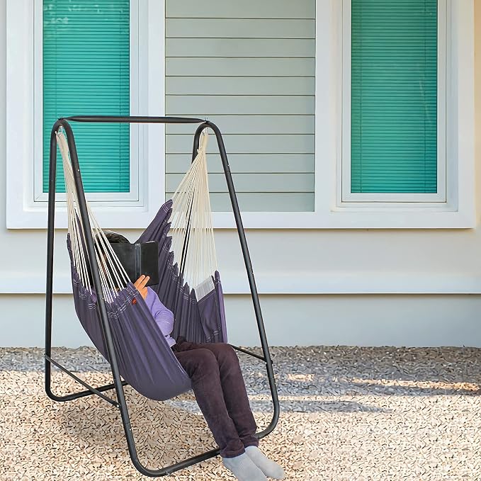 YUCAN Hammock Chair Stand with Hanging Swing Chair Included, Weather Resistant - Image 7