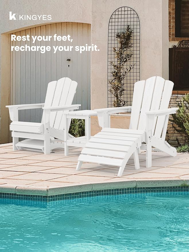 KINGYES Folding Adirondack Ottomans Set of 2 - Image 4