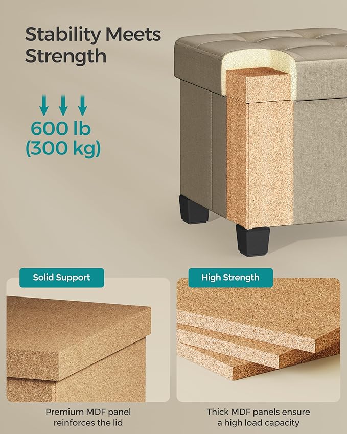 SONGMICS Storage Ottoman, Small Ottoman Foot Rest - Image 4
