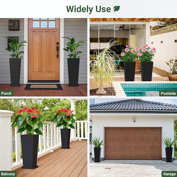 Tall Outdoor Planters Set of 2, 24 inch Tall Planters - Image 8