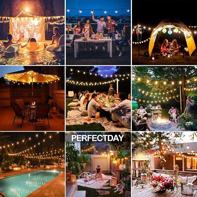 PERFECTDAY Solar String Lights, Shatterproof LED Solar String Light Outdoor G40 - Image 3