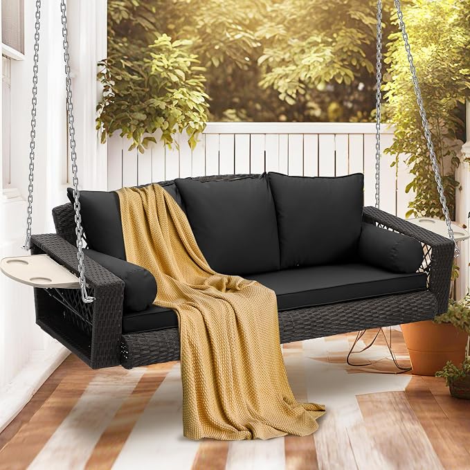 Outdoor Wicker Patio Porch Swing - Image 7