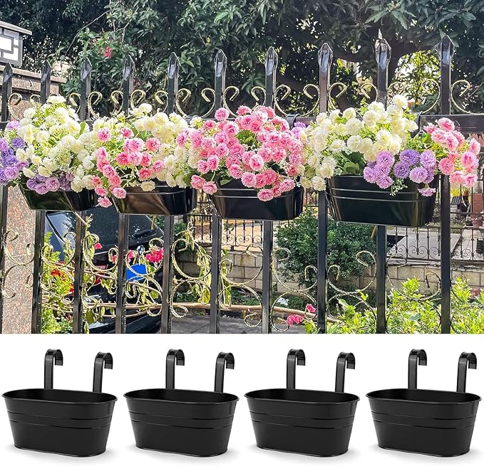 OGIMA 8pcs Hanging Planters Flower Pots, Metal Iron Wall Planter Indoor/Outdoor - Image 6