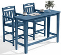 Outdoor Patio Bar Height Table and Tall Adirondack Chairs Set of 2, All-Weather by Suunyn