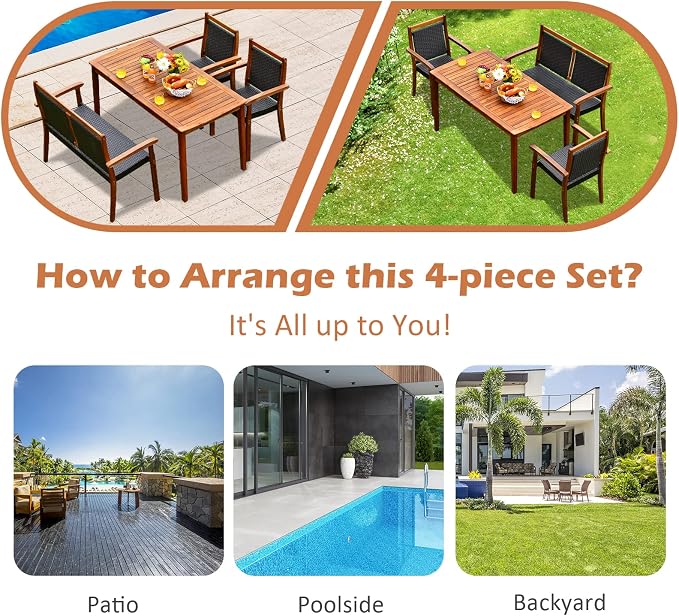 Tangkula 4 Pieces Patio Dining Set - Image 9