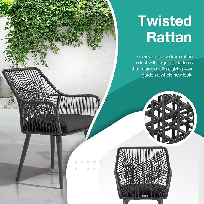 Patiorama 5-PC Patio Dining Set, Outdoor Dining Table Chair Set, All-Weather - Image 5