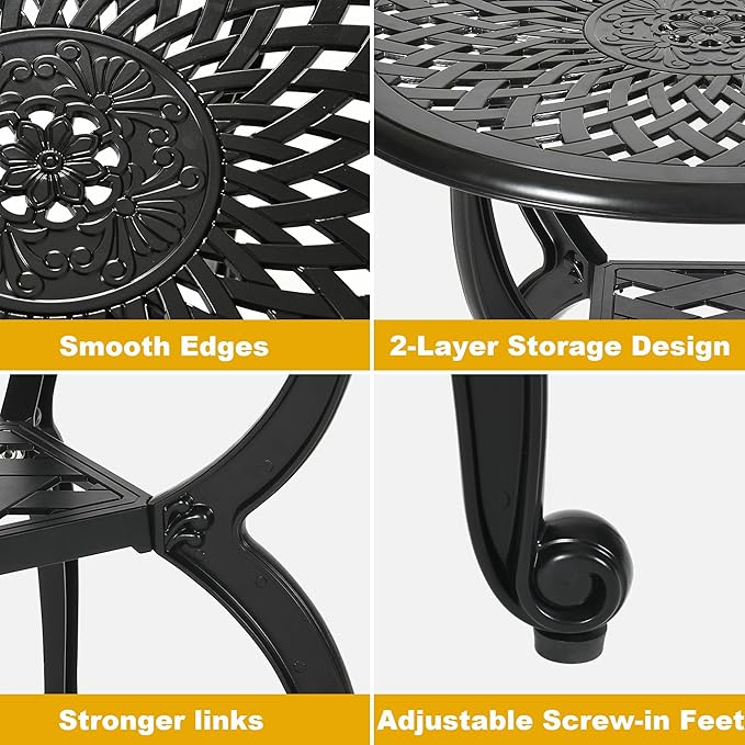Cast Aluminum Outdoor Side Table, Small Patio Table, Outdoor Coffee Tables - Image 5