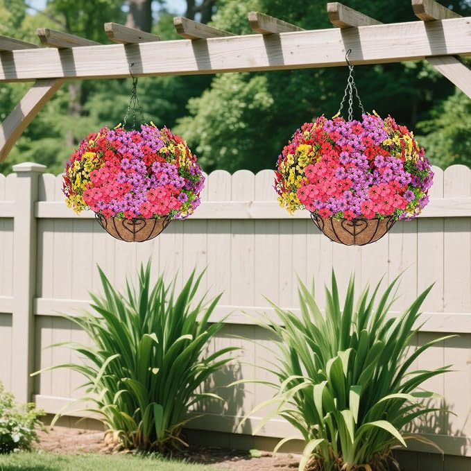 Artificial Hanging Flower for Outdoors, Fake Hanging Basket for Outside - Image 7