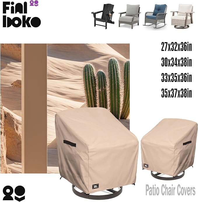Patio Chair Covers 2 Pack, 35Wx37Dx38H inches Outdoor Chair Covers, 100% - Image 3