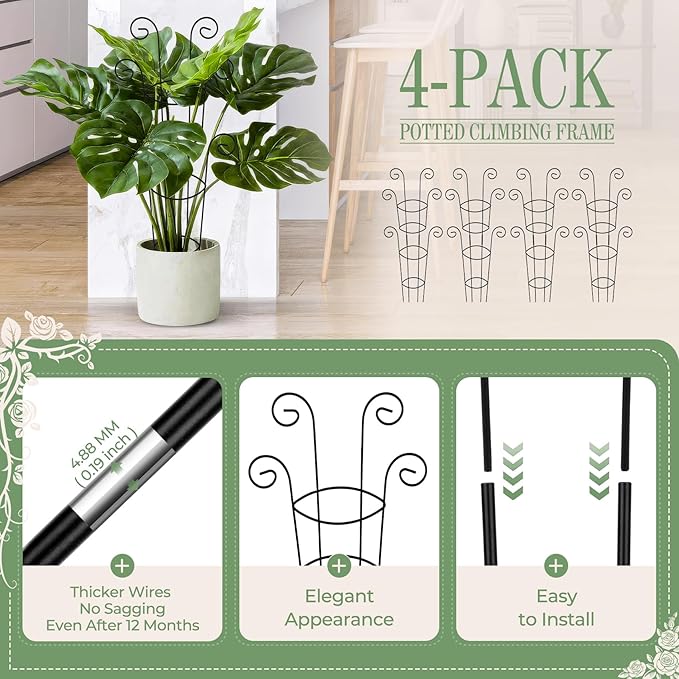4 Pack 30 Inch Tall Metal Plant Trellis - Image 3