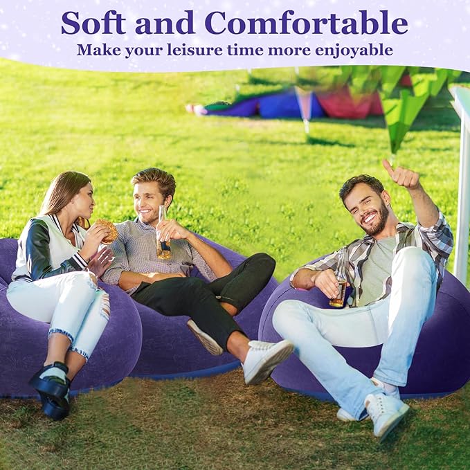 Realspring Inflatable Bean Bag Chairs Outdoor Blow up Camping Chairs Inflatable - Image 6