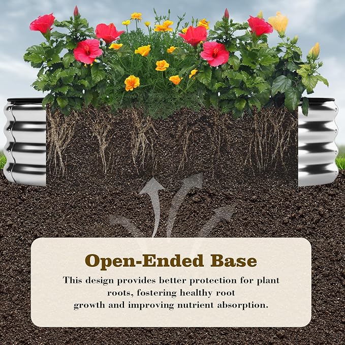 Galvanized Metal Planter Round Raised Garden Bed Kit - Image 5