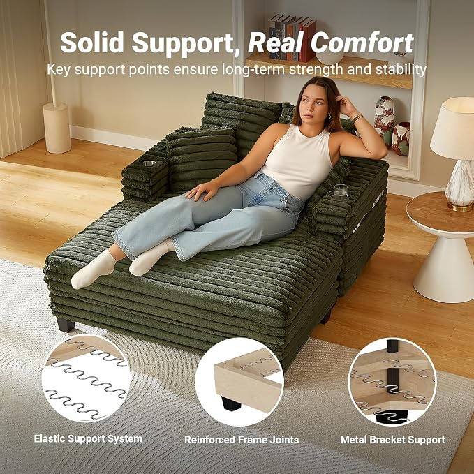 64" Chaise Lounge Chair Indoor, Oversized Sleeper Chair - Image 5