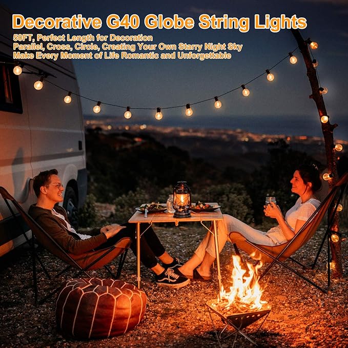 100ft 2-Pack Outdoor G40 LED Globe String Lights Dimmable Waterproof - Image 6
