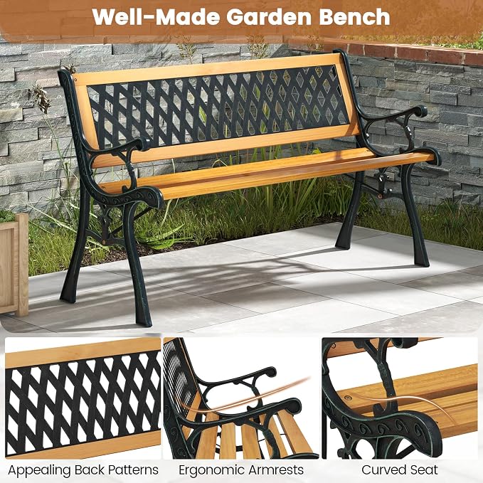 Tangkula Outdoor Garden Bench Park Bench, Patio Bench Chair - Image 7