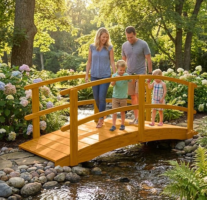 8 FT Oak Amish Made Garden Bridge - Image 7