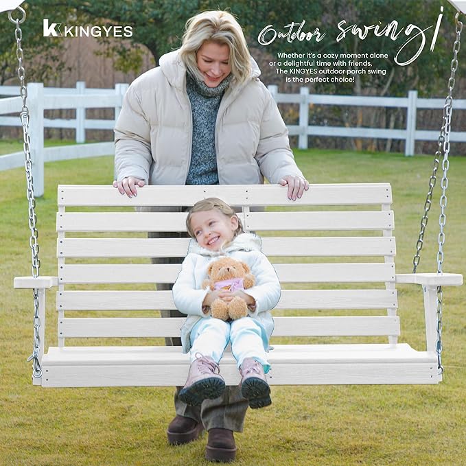 KINGYES Outdoor Hanging Porch Swing Set of 2, Waterproof Swing - Image 6