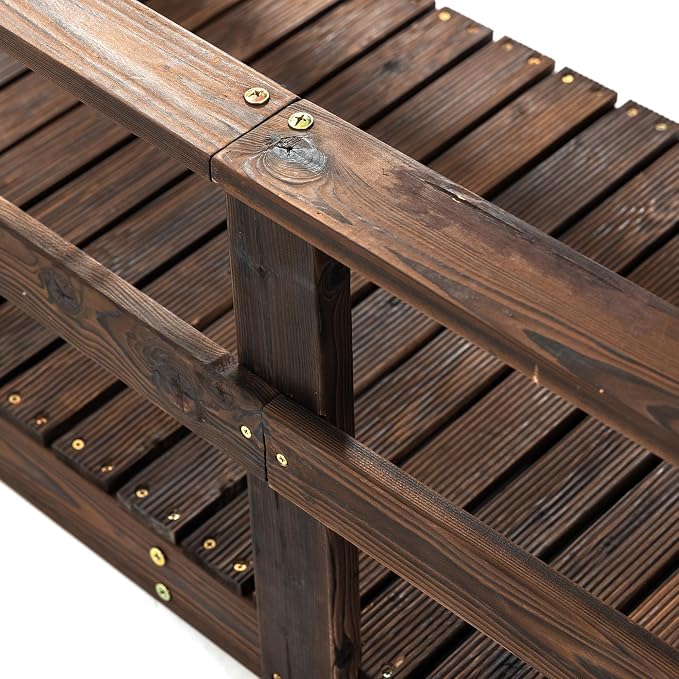 Outsunny 7' Wooden Garden Bridge - Image 6