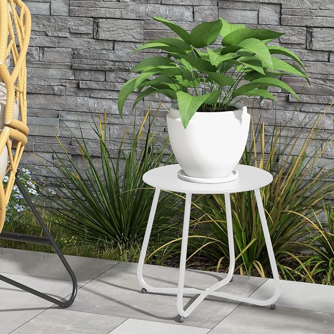 Grand patio Outdoor Side Table 18-inch Round End Table Accent Table - Image 7