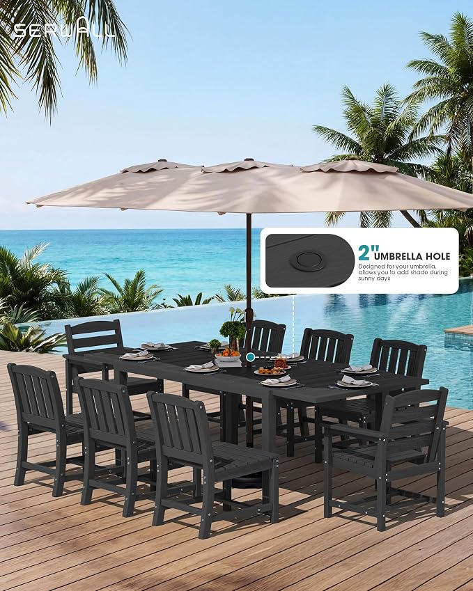 SERWALL 7-Piece Outdoor Dining Set, All Weather HDPE Outdoor Furniture Set - Image 3