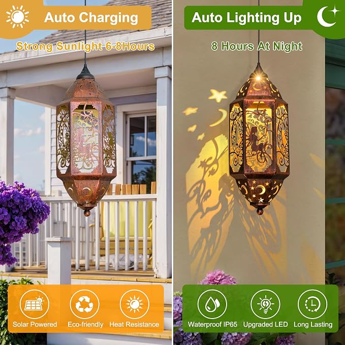Go2garden 12.4" Solar Outdoor Lanterns Waterproof Garden Gifts Women, Moon - Image 6