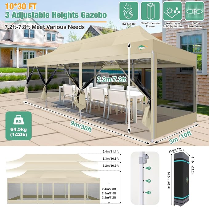 COBIZI 10x30 Canopy Tent, Heavy Duty Pop up Canopy - Image 6