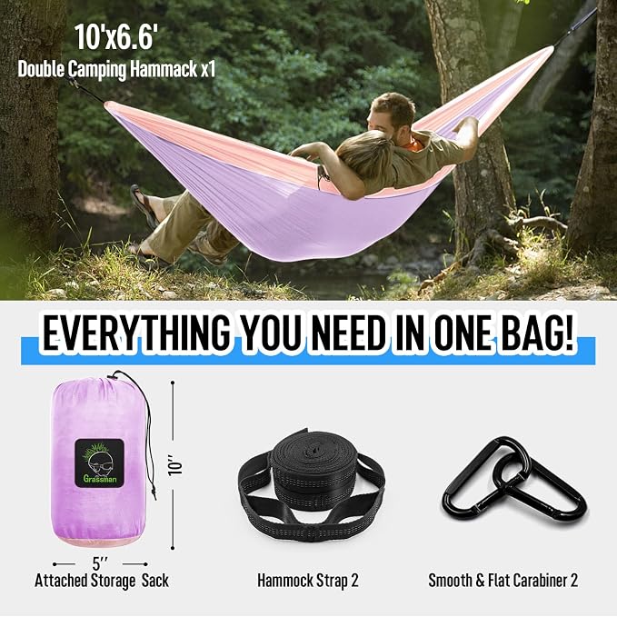 Grassman Camping Hammock Double & Single Portable Hammock - Image 2